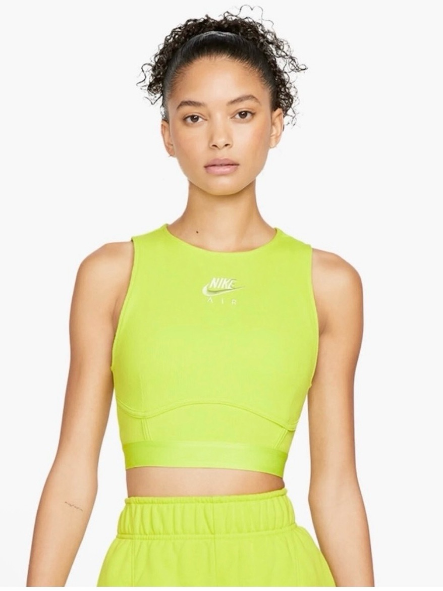 Nike Air Ribbed Crop Tank Top Cotton Atomic Green Size L